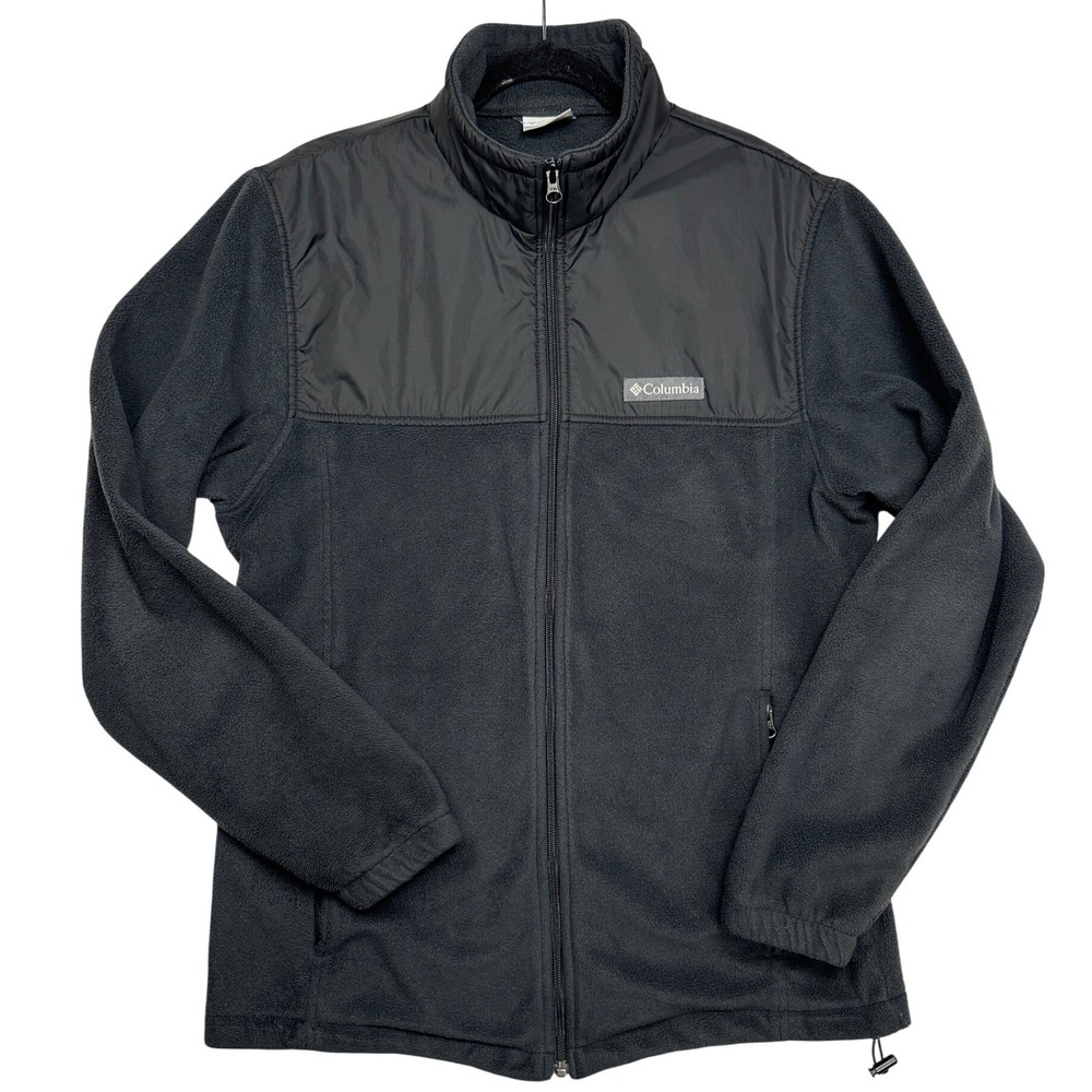 Columbia Mens Black Full Zip Fleece Jacket Mock Neck XM0748 Size Small‎